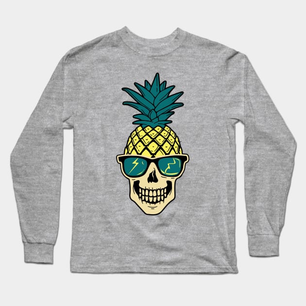 mowhawk pineapple skull Long Sleeve T-Shirt by 4ntler